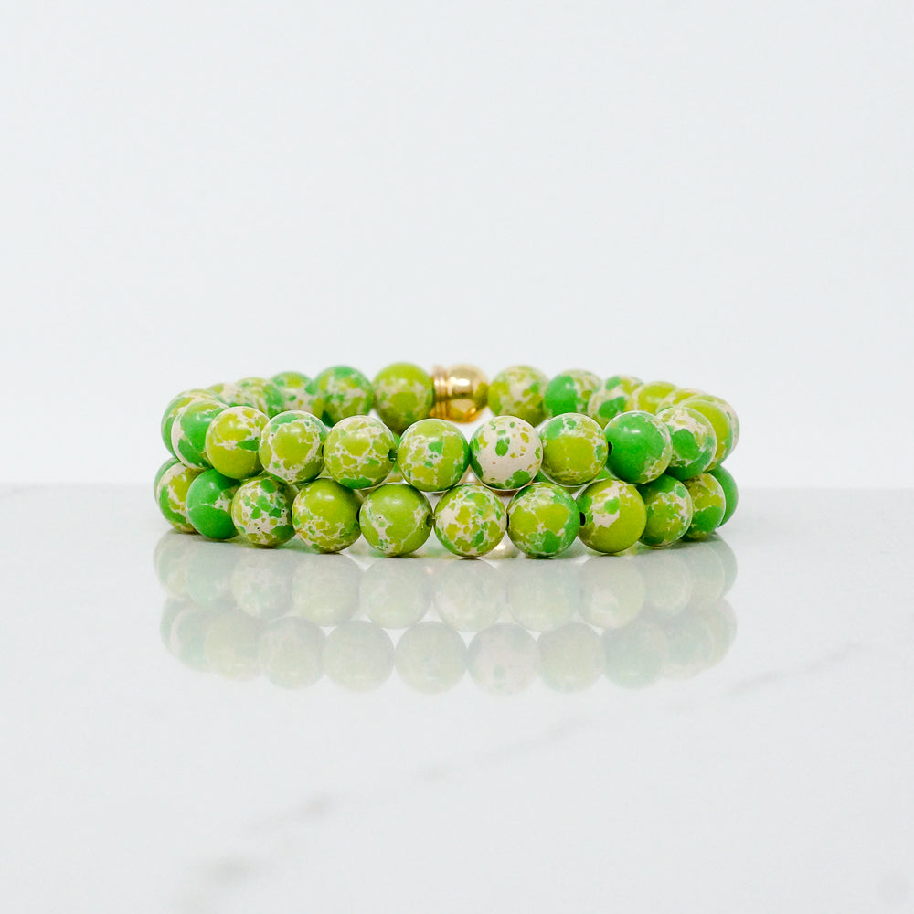 Natural Stone Bracelet - Jasper (8MM, Sea Sediment, Green Apple)