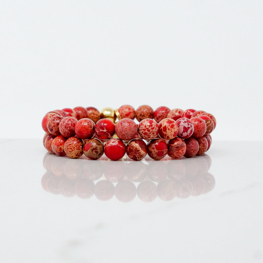 Natural Stone Bracelet - Jasper (8MM, Sea Sediment, Crimson)
