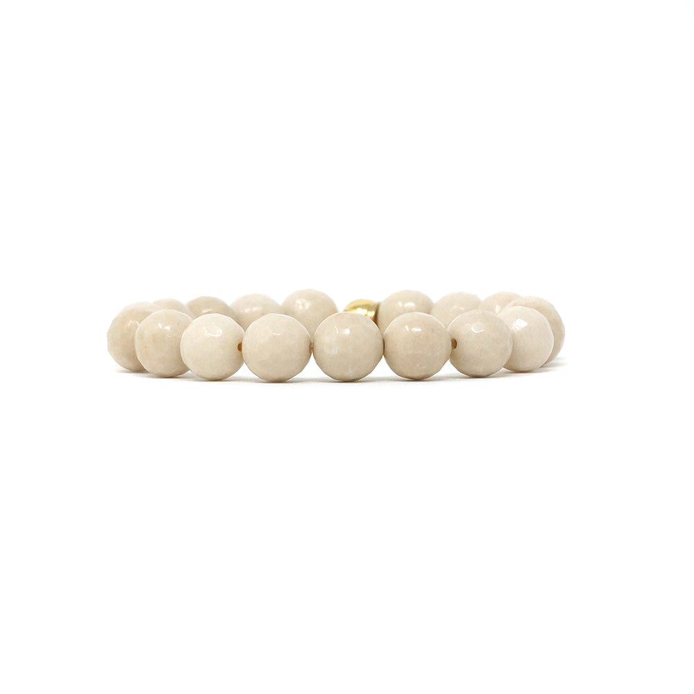 Natural Stone Bracelet (10MM, Faceted Cream Jasper)