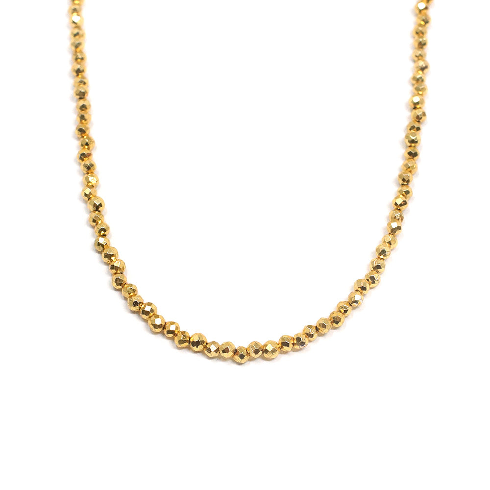 Micro Natural Stone Necklace (Gold Pyrite)