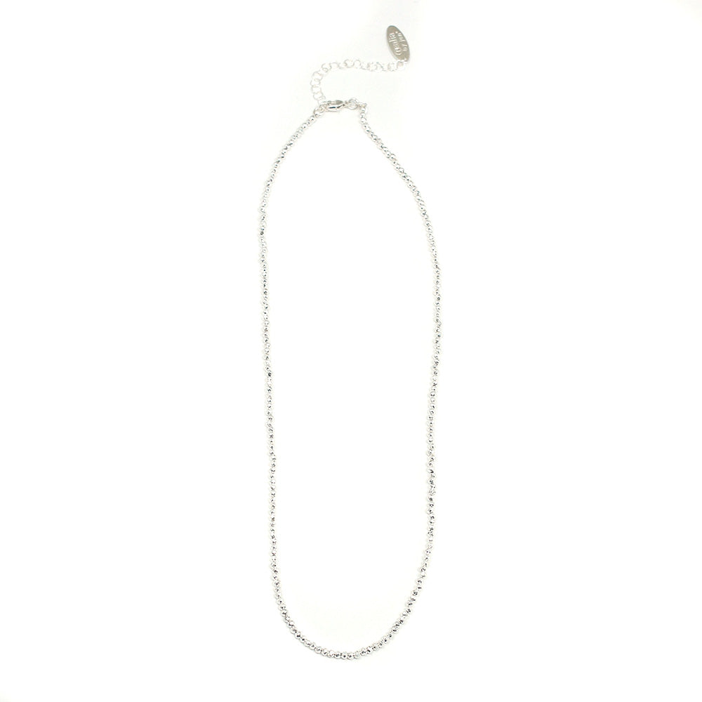 Micro Natural Stone Necklace (Silver Pyrite)