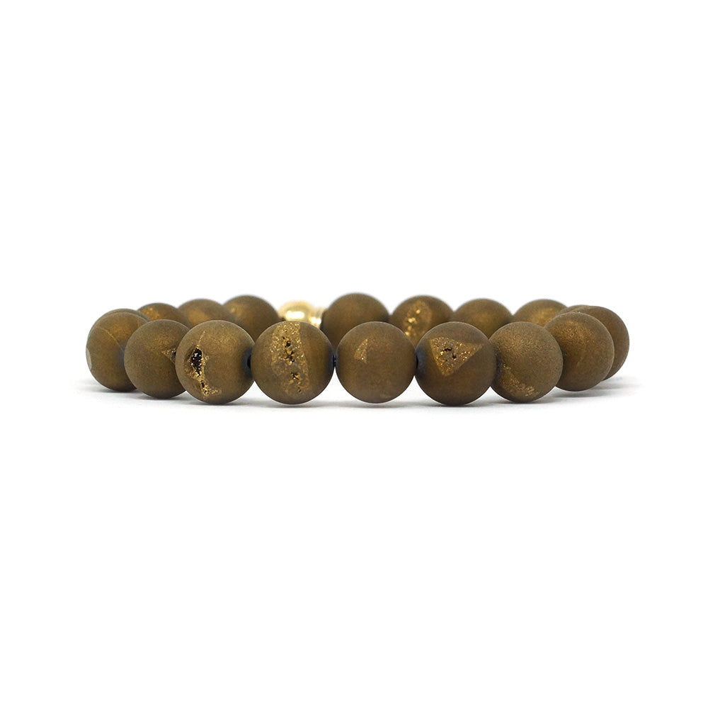 Natural Stone Bracelet - Agate, Druzy (Khaki)