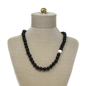 Natural Stone Necklace (Pearl + Onyx)