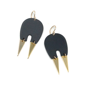Black + Gold Earrings (Double Spike Drop)