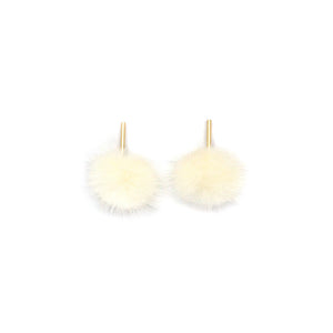 Fur Pom Earrings (Cream)