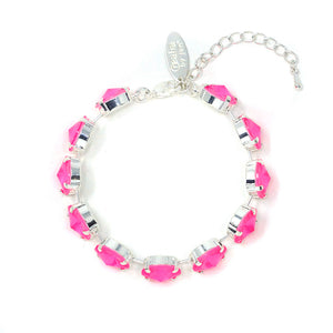Crystal Bracelet (12MM, Hot Pink, Silver)
