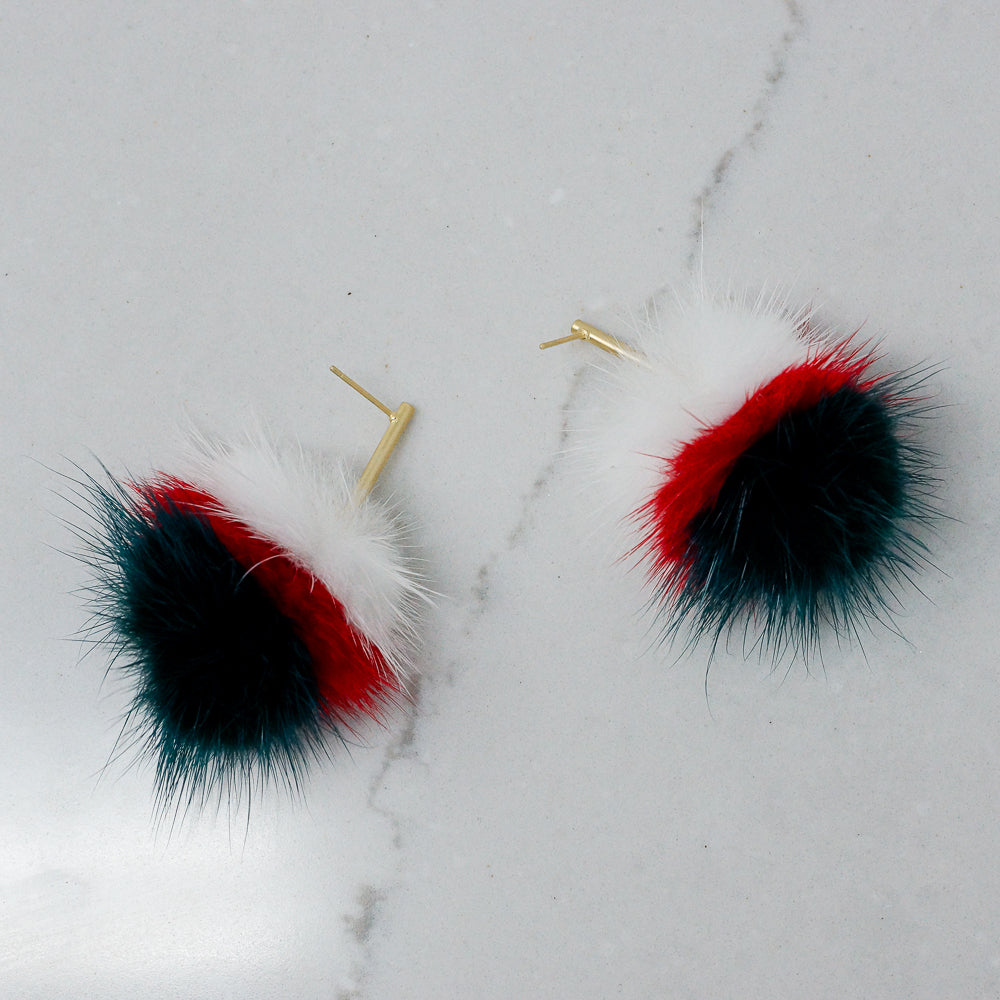 Fur Pom Earrings (Holiday Melange)