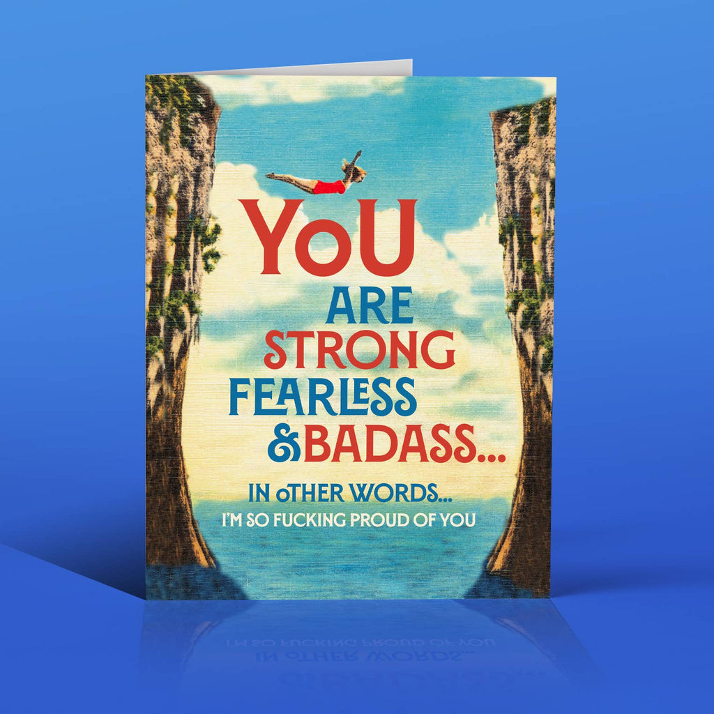 STRONG FEARLESS BADASS encouragement card – Realia By Jen