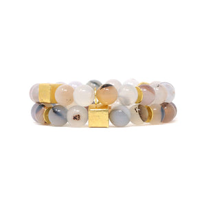 Cube - Mixed Natural Stone Bracelet - Montana Agate (10MM)