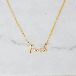 fuck cursive necklace (gold)