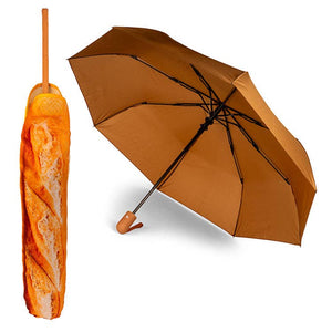 Kikkerland Baguette-Regenschirm – Hellbrauner Schirm Mit Druckmuster, Automatische Öffnung & Winddicht Kikkerland Baguette-Regenschirm – Hellbrauner Schirm Mit Druckmuster, Automatische Öffnung & Winddicht
