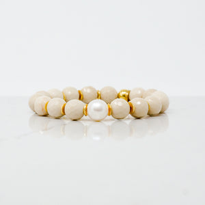 Natural Stone Bracelet - Pearl + Jasper