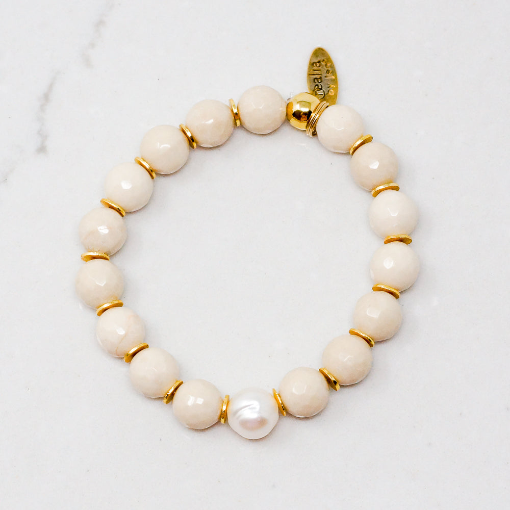 Natural Stone Bracelet - Pearl + Jasper