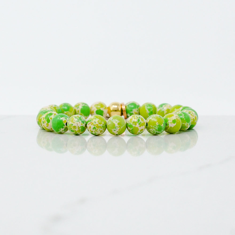 Natural Stone Bracelet - Jasper (8MM, Sea Sediment, Green Apple)
