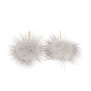 Fur Pom Earrings (Grey)