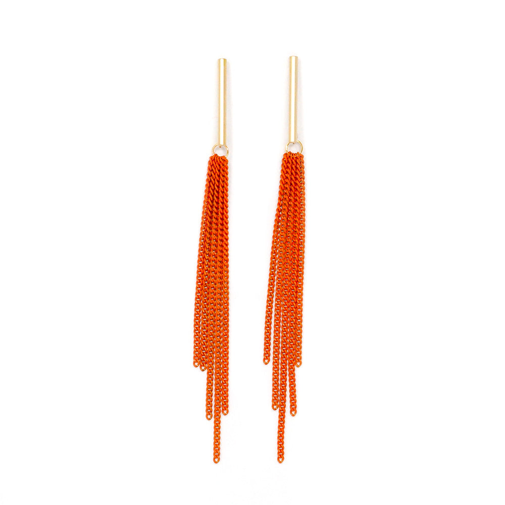 Tassel Chain Earrings (Flame)