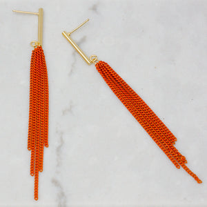 Tassel Chain Earrings (Flame)