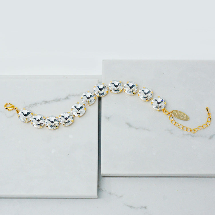 Crystal Bracelet (12MM, Clear, Gold)