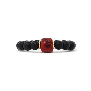 Natural Stone Bracelet (10MM, Coral, Matte Onyx)