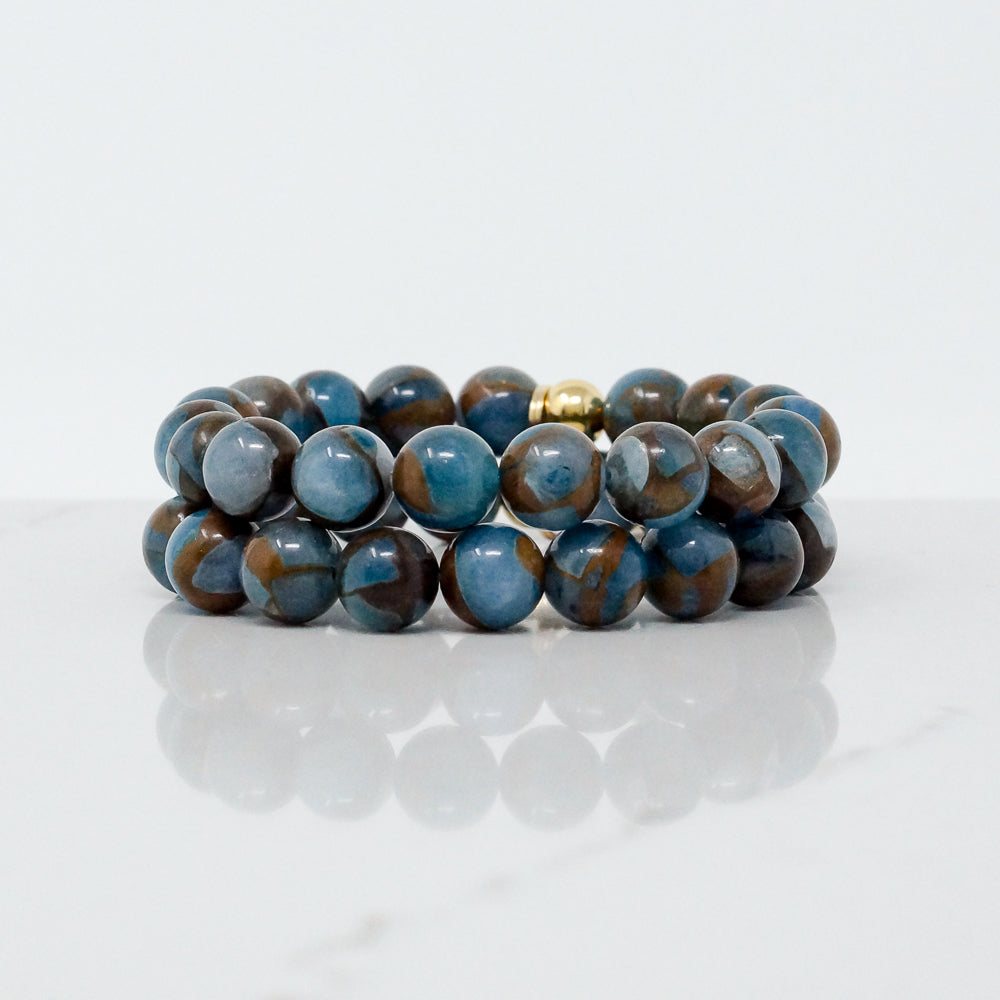 Natural Stone Bracelet - Blue Mosaic Quartz (10MM)