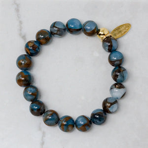 Natural Stone Bracelet - Blue Mosaic Quartz (10MM)