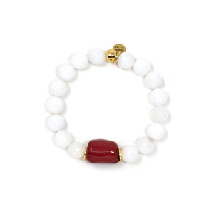 Natural Stone Bracelet (10MM, Coral, Faceted Jade)