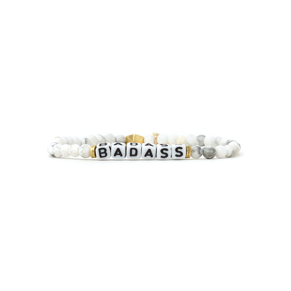 tiny BADASS bracelet (howlite-B/W)