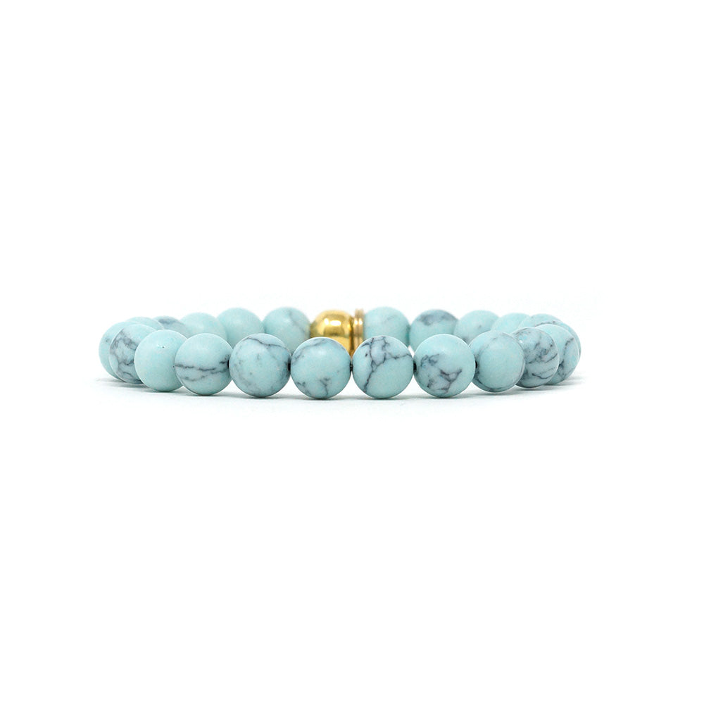 Natural Stone Bracelet - Pale Blue Howlite (Matte, 8MM)