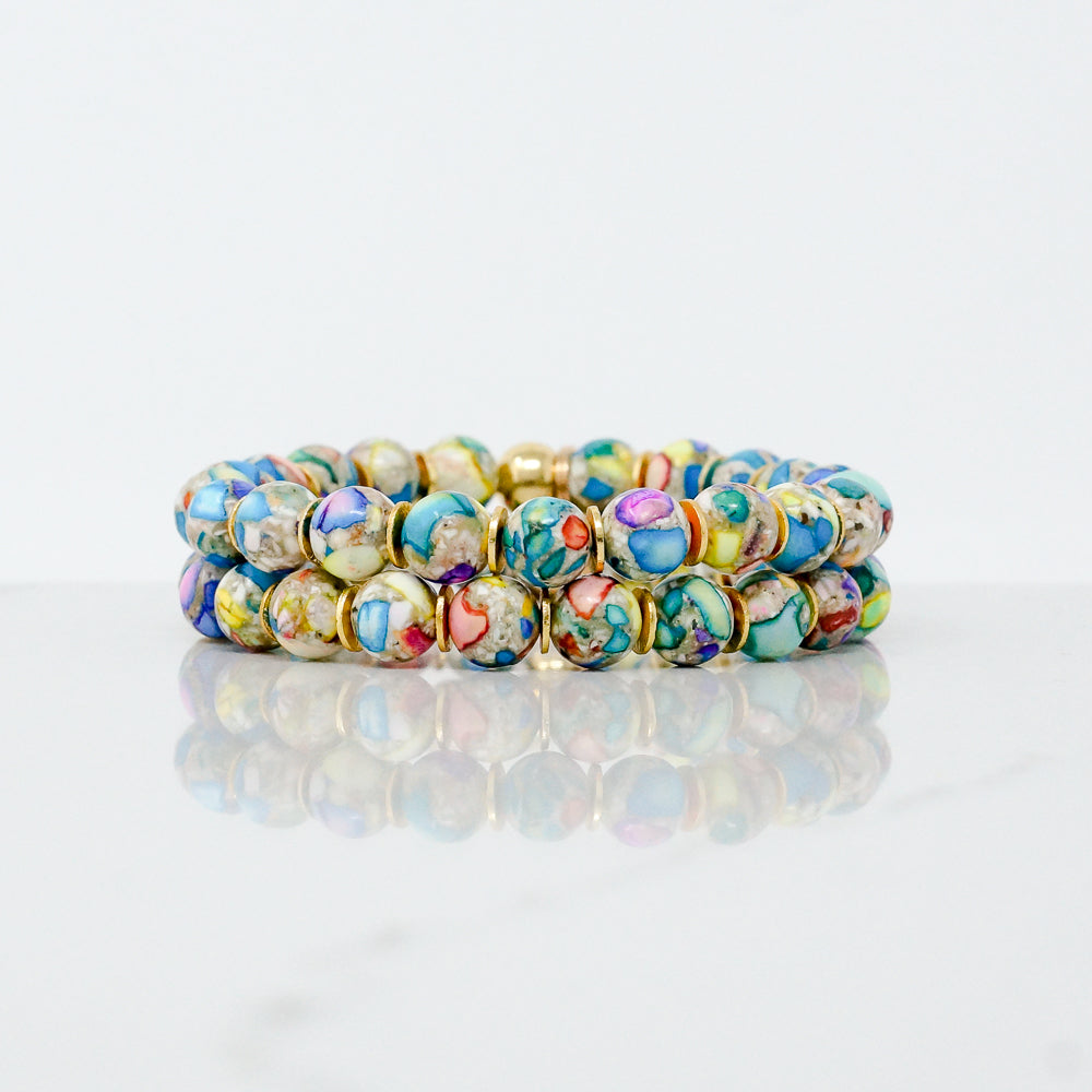 Natural Stone Bracelet - Jasper (Mosaic, 8MM)