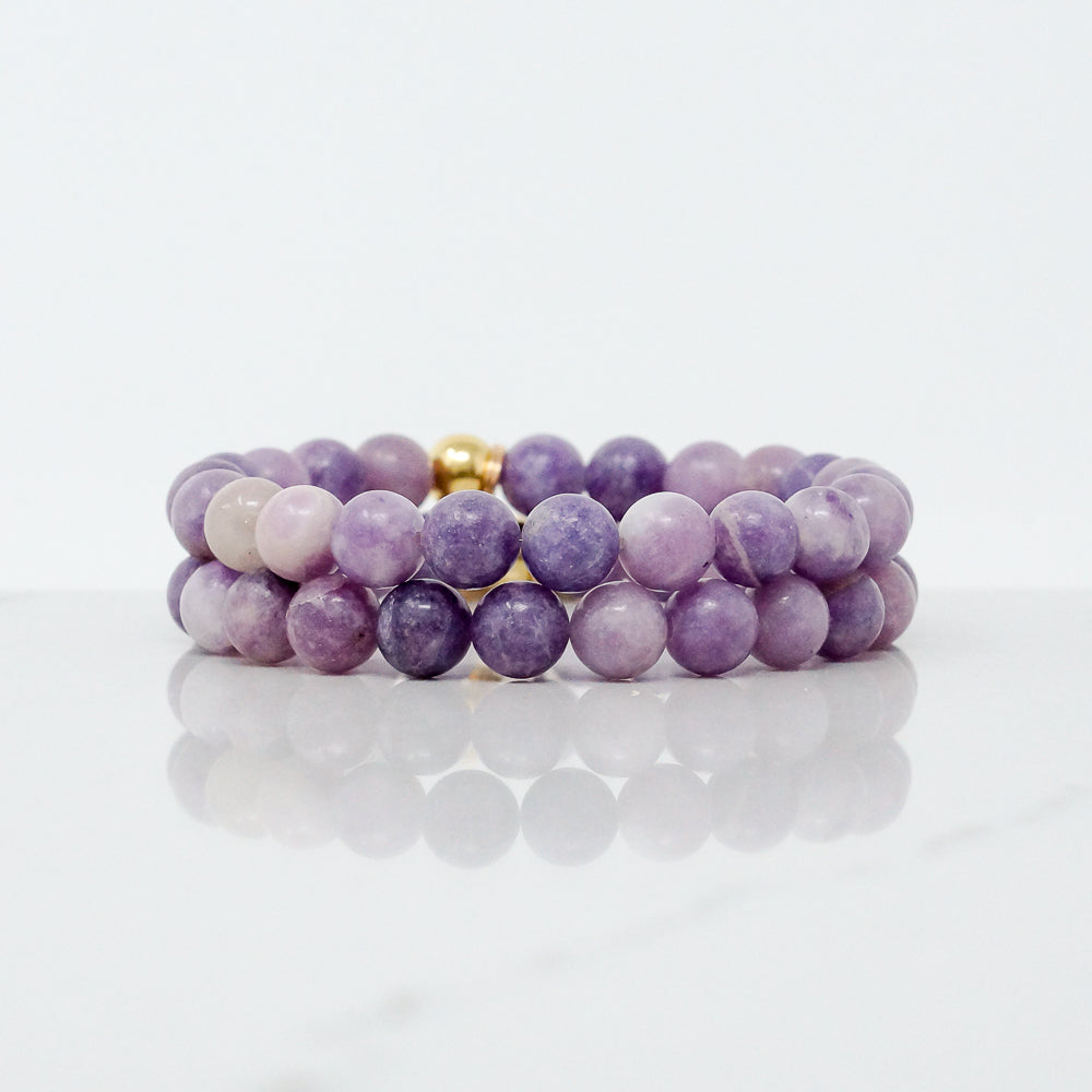 Natural Stone Bracelet - Amethyst (Matte, Violet)
