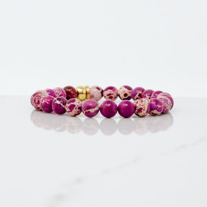 Natural Stone Bracelet - Jasper (8MM, Sea Sediment, Red-Violet)