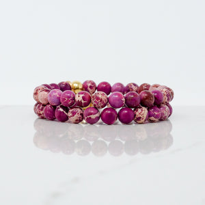 Natural Stone Bracelet - Jasper (8MM, Sea Sediment, Red-Violet)