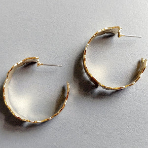 Brushed Metal Hoop Earrings