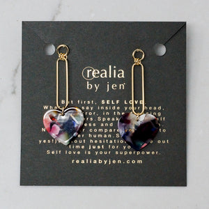 Acrylic Heart Earrings - Multicolored