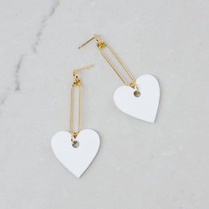 Acrylic Heart Earrings - White
