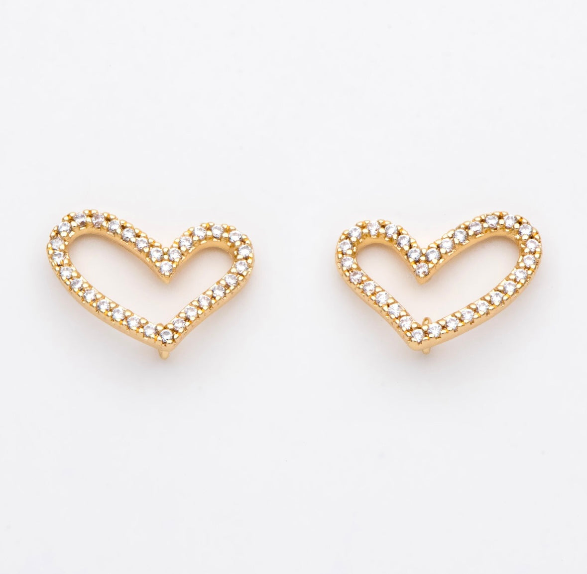 Pave Heart Earrings (Gold)