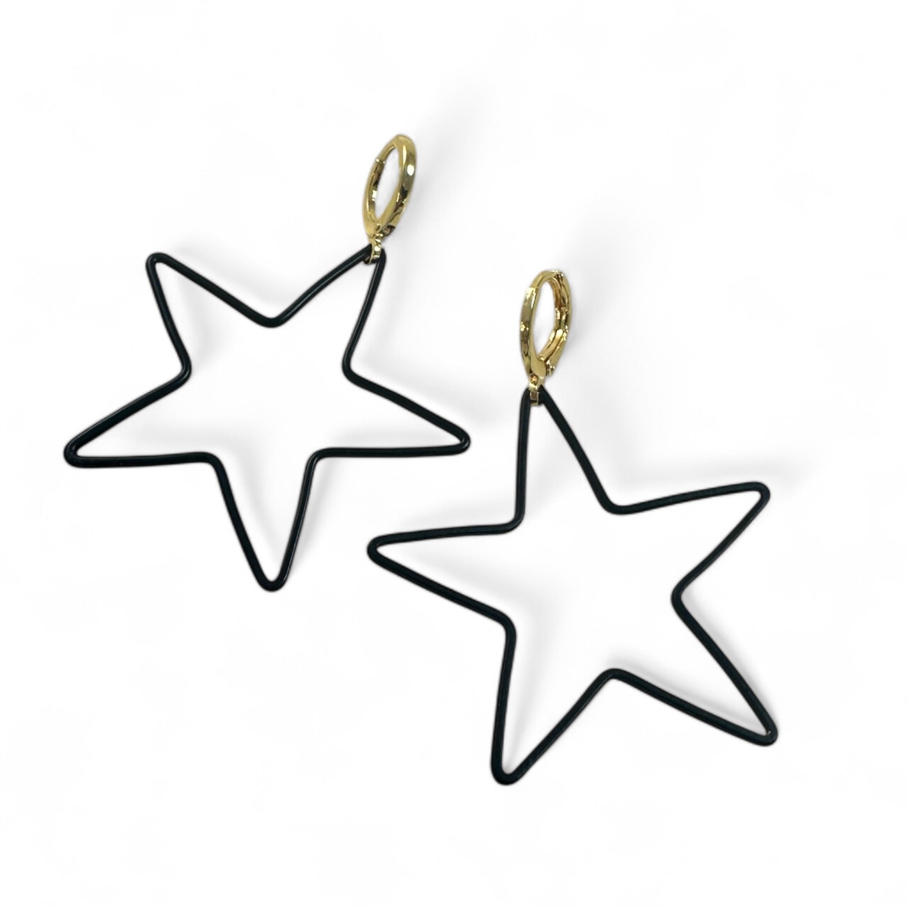 Matte Black Star Drop Earrings