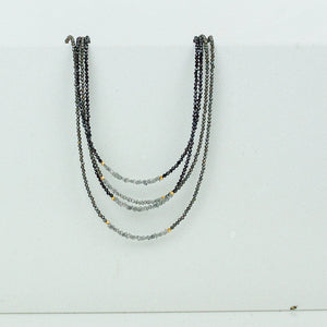 Micro Pyrite Natural Stone Necklace with Rough Cut Diamonds