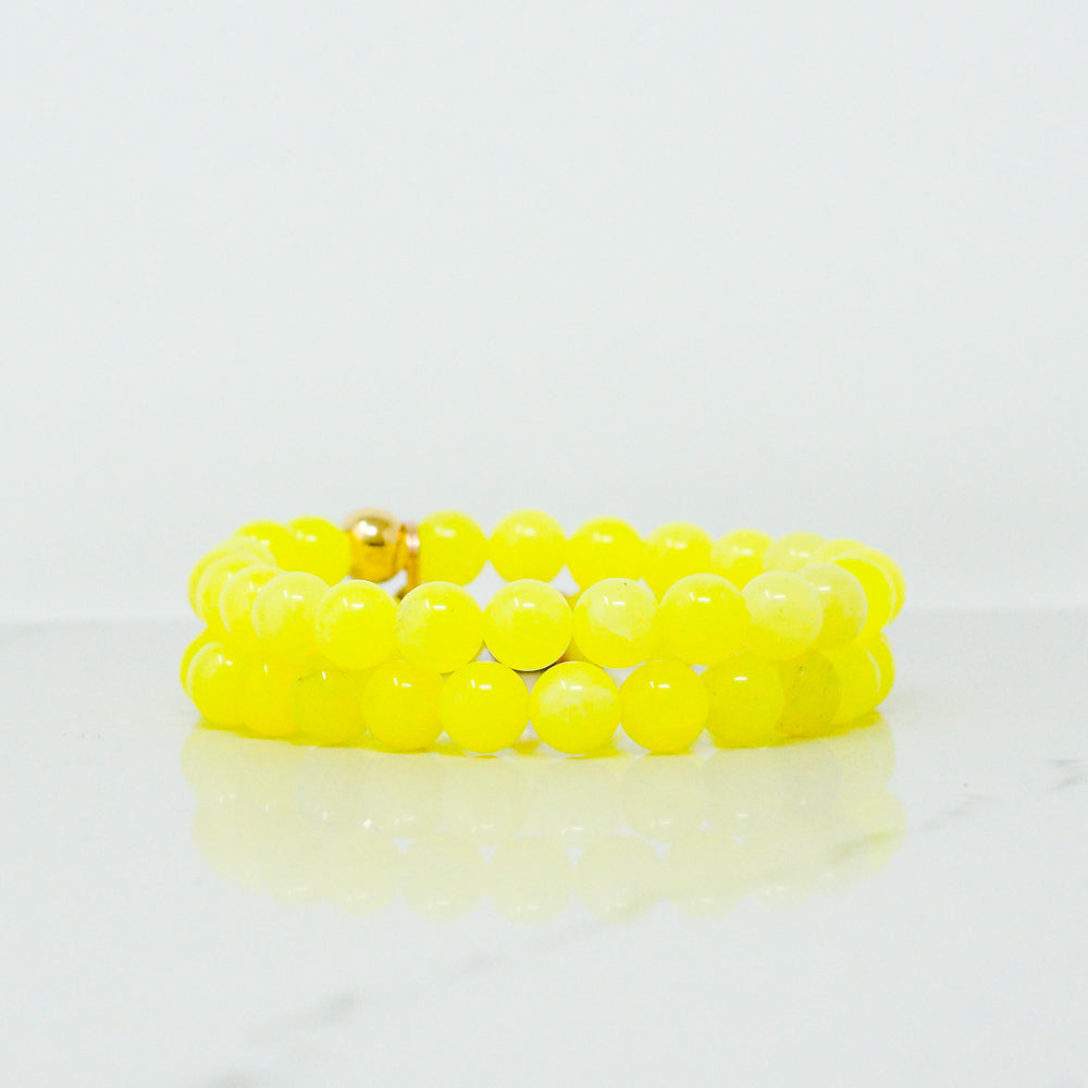 Natural Stone Bracelet - Jade (8MM, Neon Yellow)