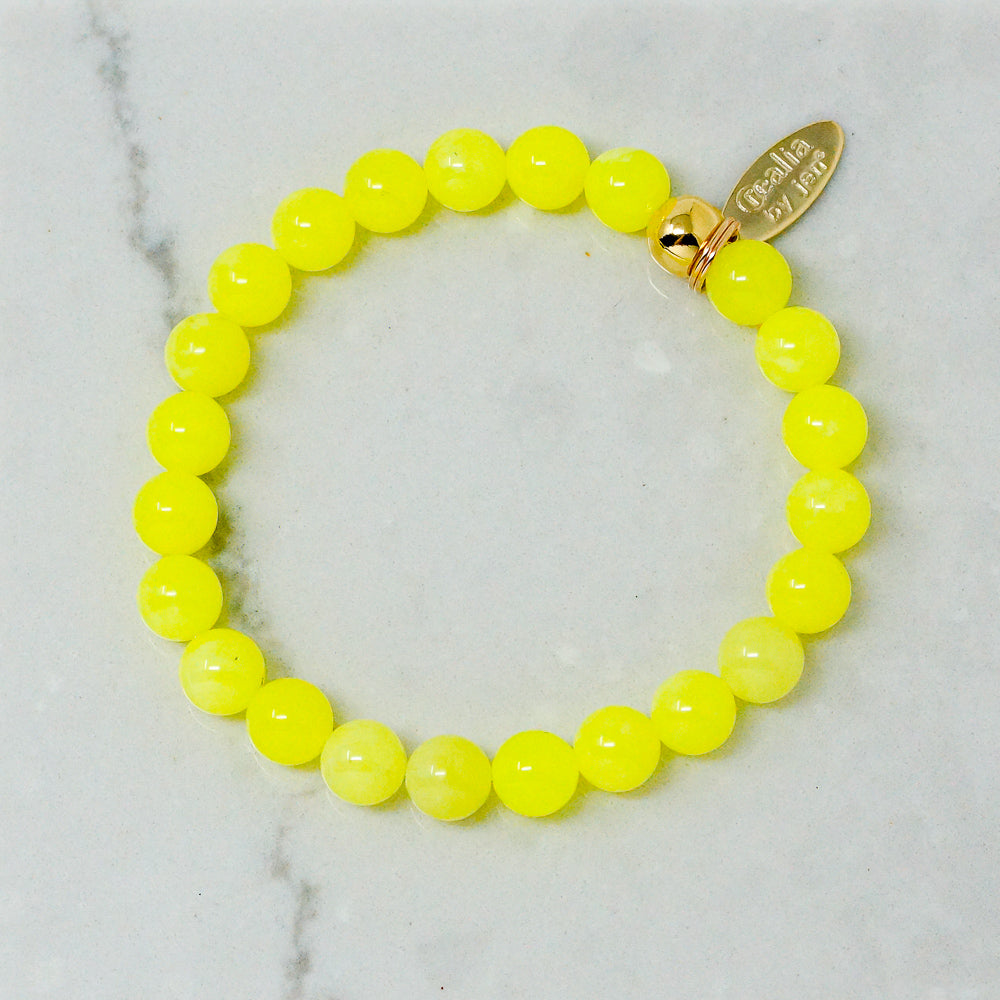 Natural Stone Bracelet - Jade (8MM, Neon Yellow)