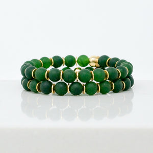 Mixed Natural Stone Bracelet (8MM, Matte Emerald Jade)