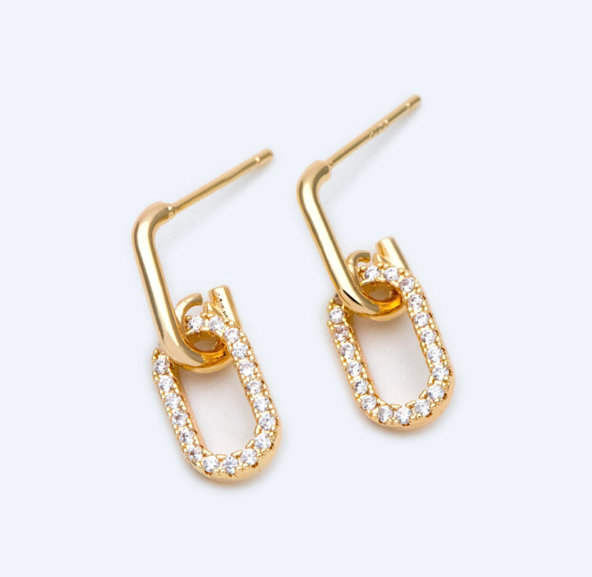 Link Stud Earrings (bling + gold)