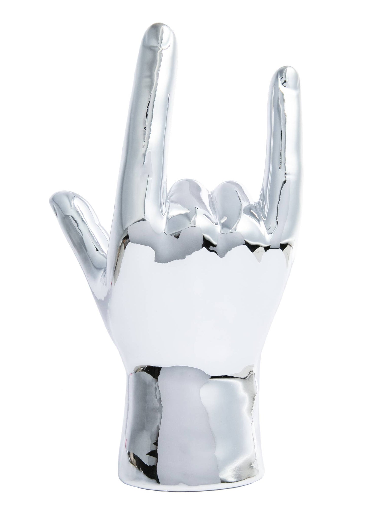 Silver I Love You hand Tabletop Sculpture - 9" tall