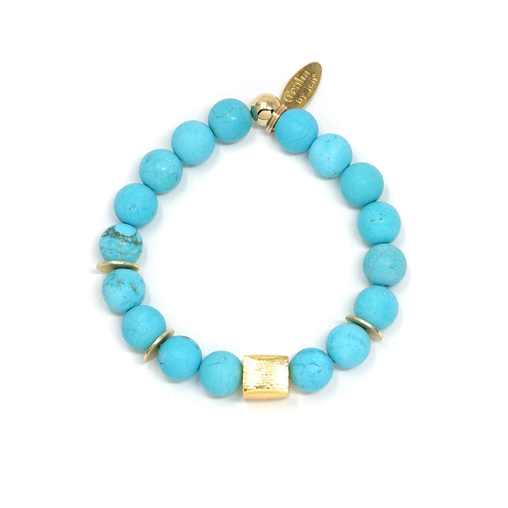 Cube - Mixed Natural Stone Bracelet - Turquoise (10MM)