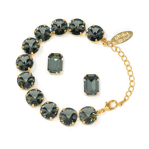 Crystal Bracelet (12MM, Black Diamond, Gold)