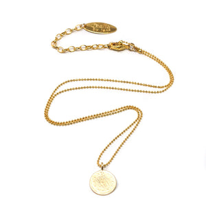 Brushed Gold Disc Pendant Necklace