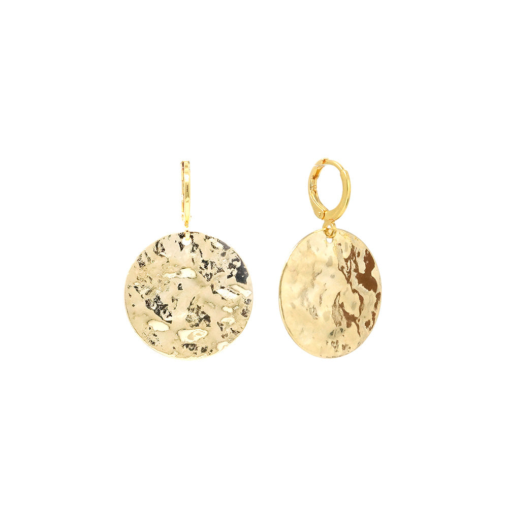 Hammered Gold Dipped Disc Earrings