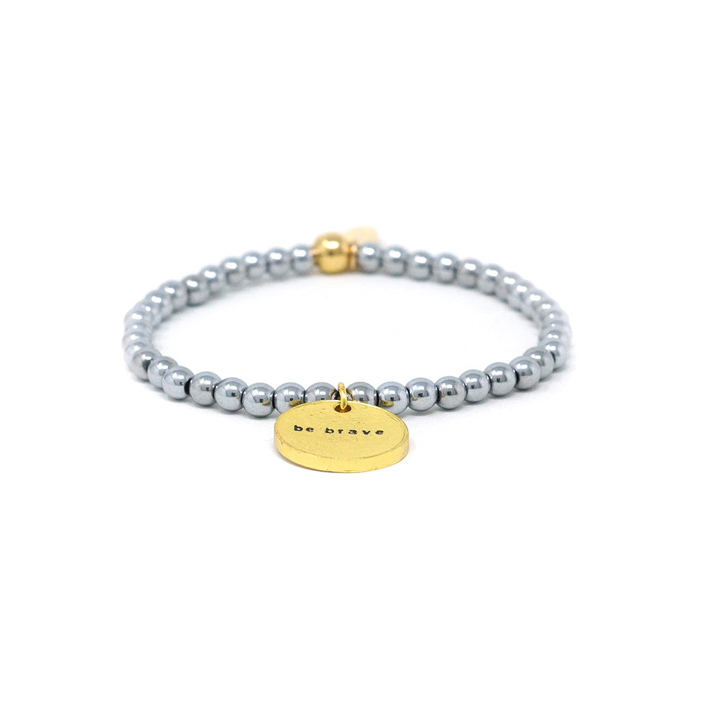 be brave hematite bracelet (silver/gold mix)