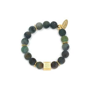 Cube - Mixed Natural Stone Bracelet - Jade, Nephrite (10MM Cube)