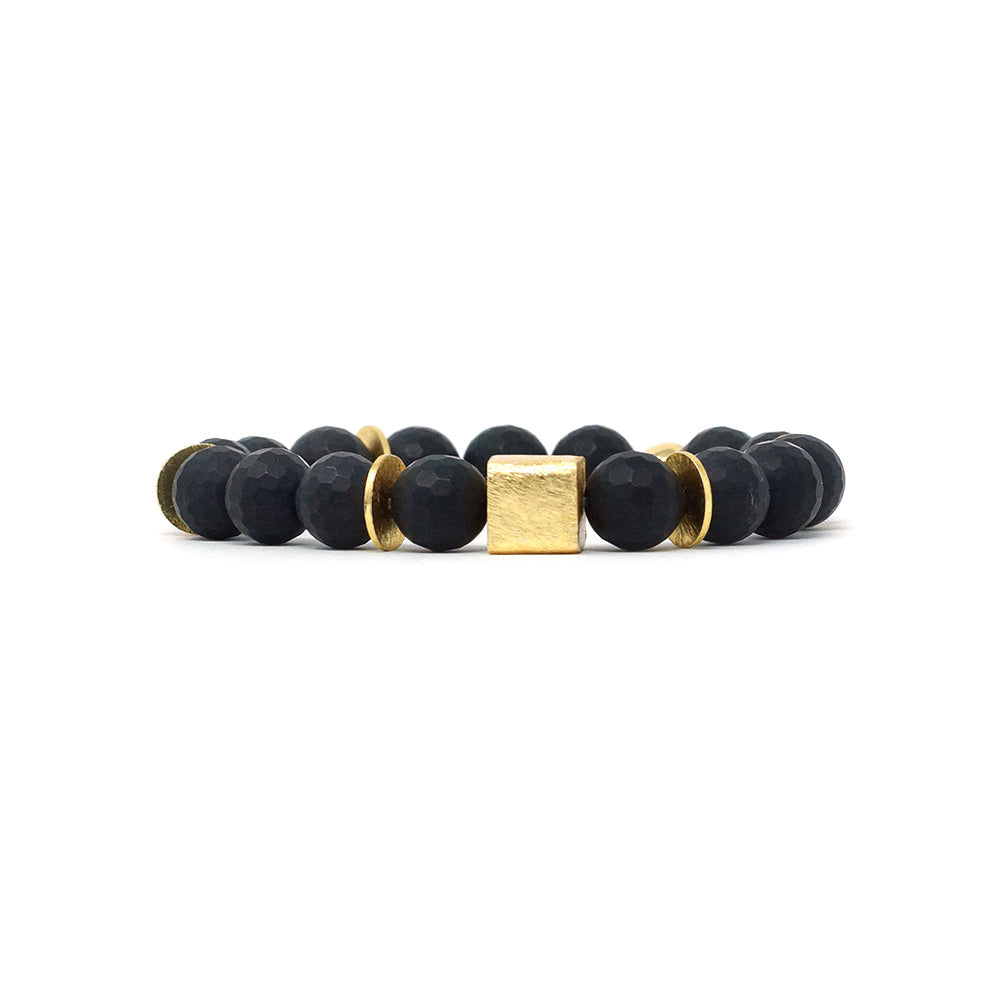 Cube - Mixed Natural Stone Bracelet - Onyx (10MM)